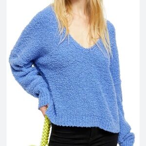 Free People V-Neck Blue Sweater